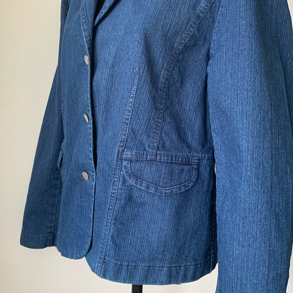 Vintage Miss Alliage Collection Blue Dark Wash Denim Sport Coat - Size 14 Petite - Picture 3 of 5